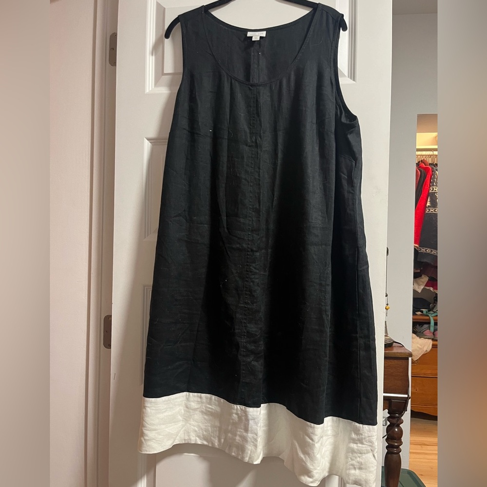 JJill Love Linen Black & White Linen Dress - 2X- Great Condition
